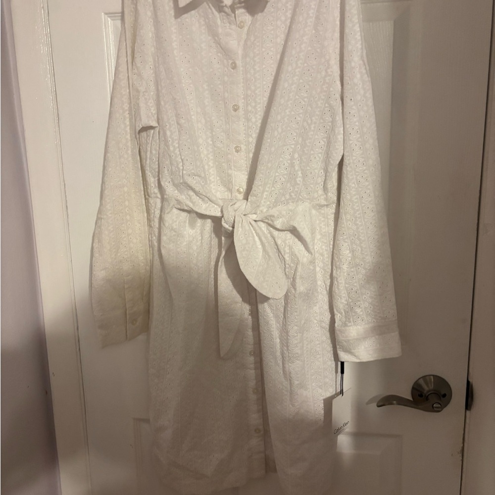 Calvin Klein White Long Sleeve Dress